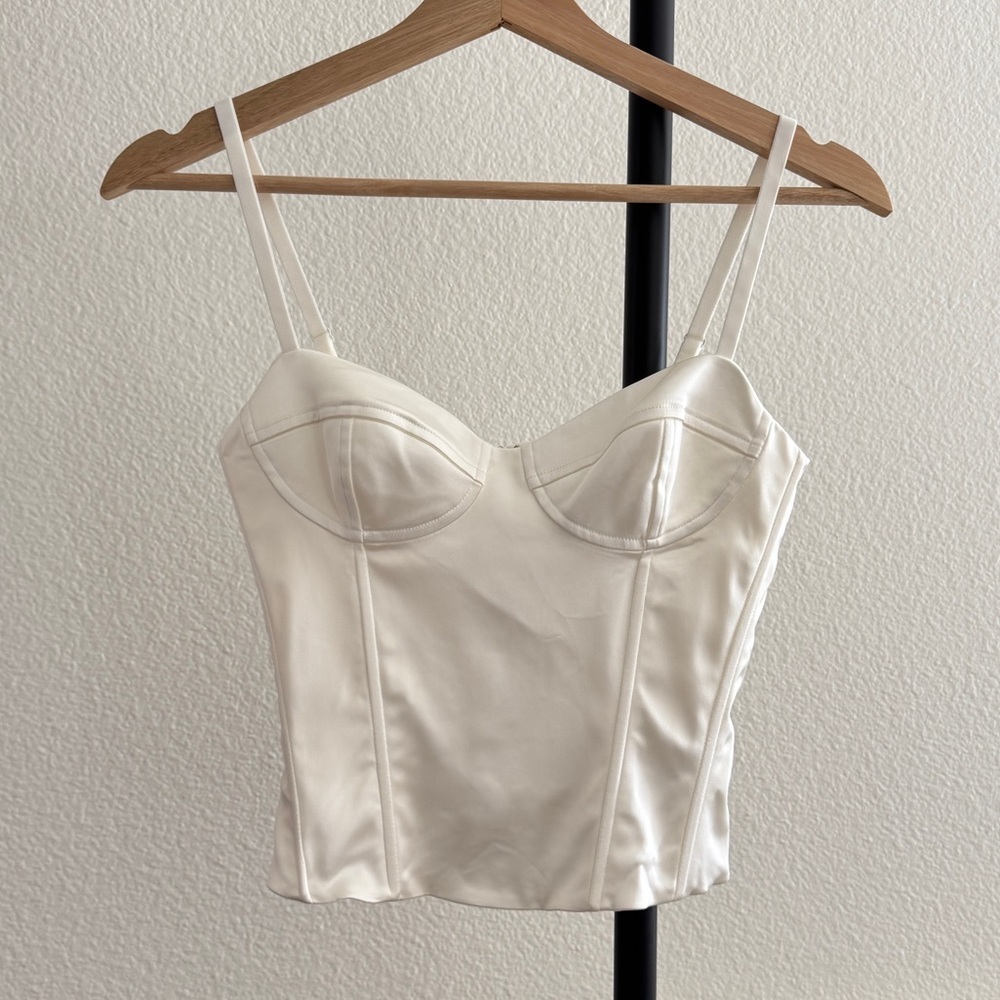 Wilfred Ivory Satin Bustier Tank